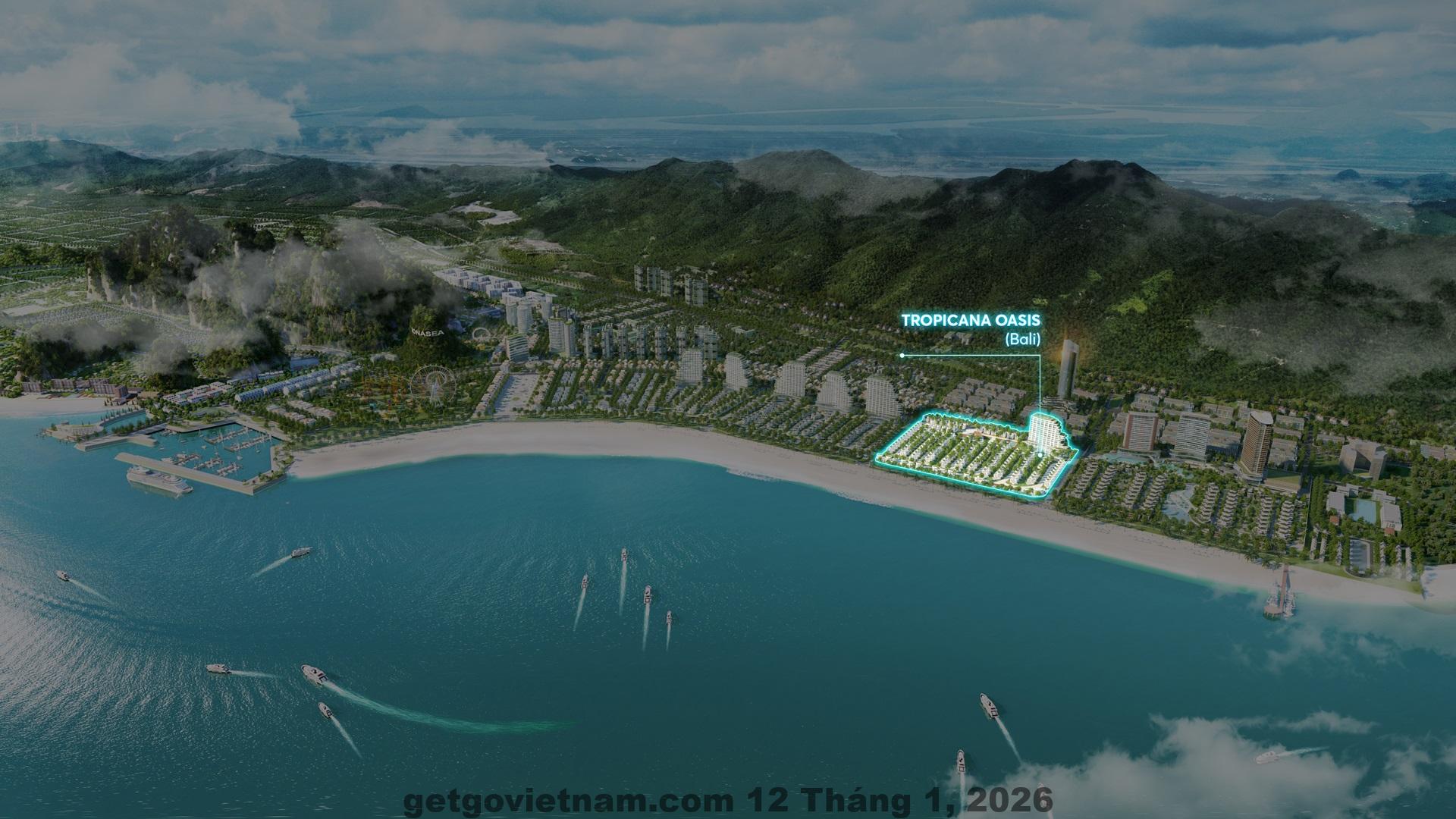 Bản đồ vị trí khu vực Vân Đồn, cho thấy La Garden Hotel nằm trong thị trấn Cái Rồng