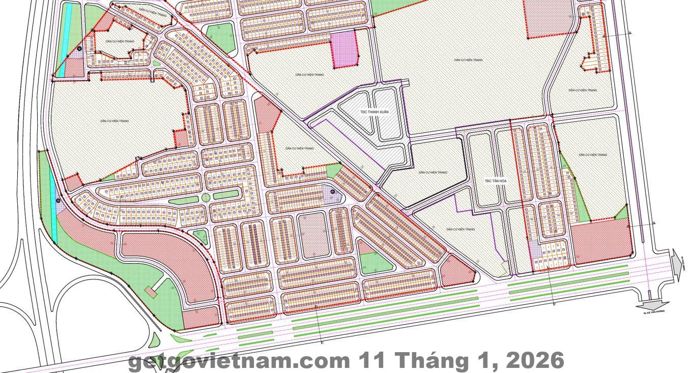 Hệ thống đường nội khu và shophouse trong khu đô thị Yên Bình Xanh Phổ Yên