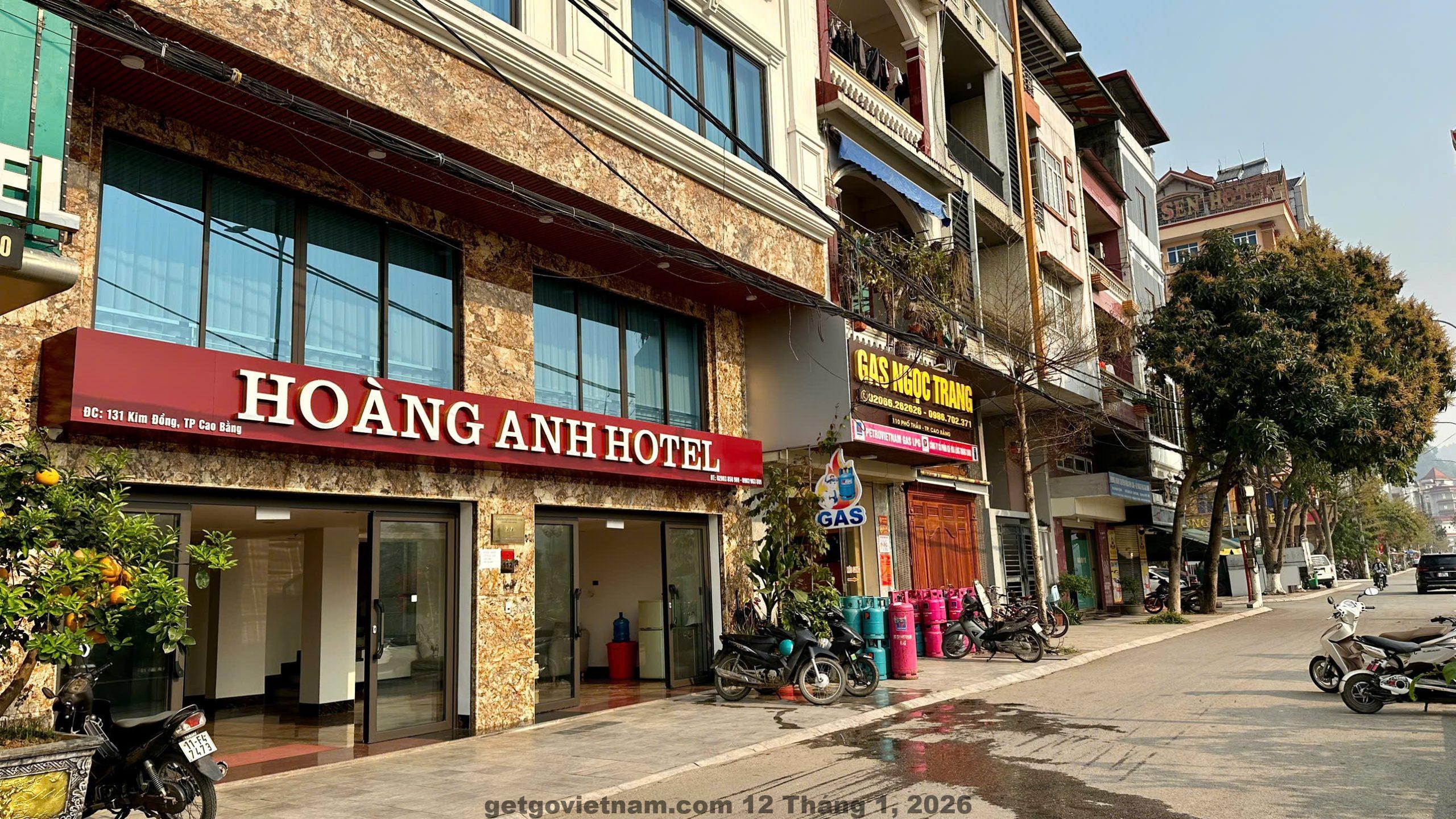 Mặt tiền Hoang Anh Hotel Cao Bằng nằm trên phố Kim Đồng, khu vực trung tâm thành phố